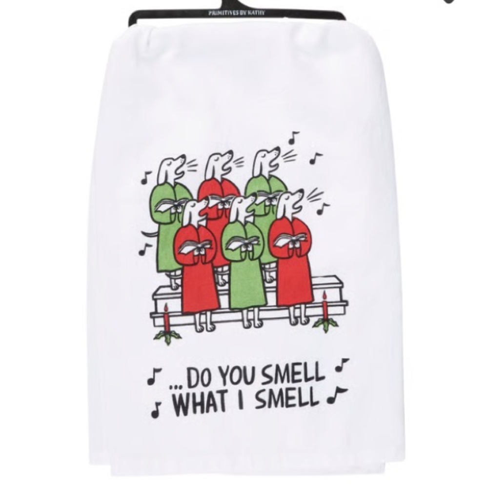Do you smell what I smell dog kitchen towel